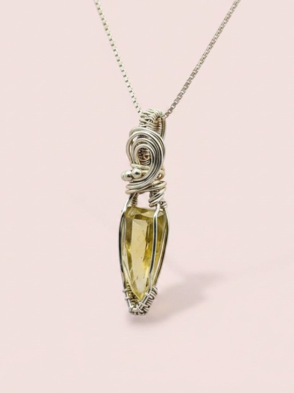 Handmade Wire Wrapped Lemon Quartz wrapped in 14k Gold Filled Wire
